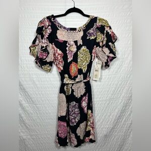 Leifsdottir Floral Short Sleeve Silk Mini Dress Size 8
